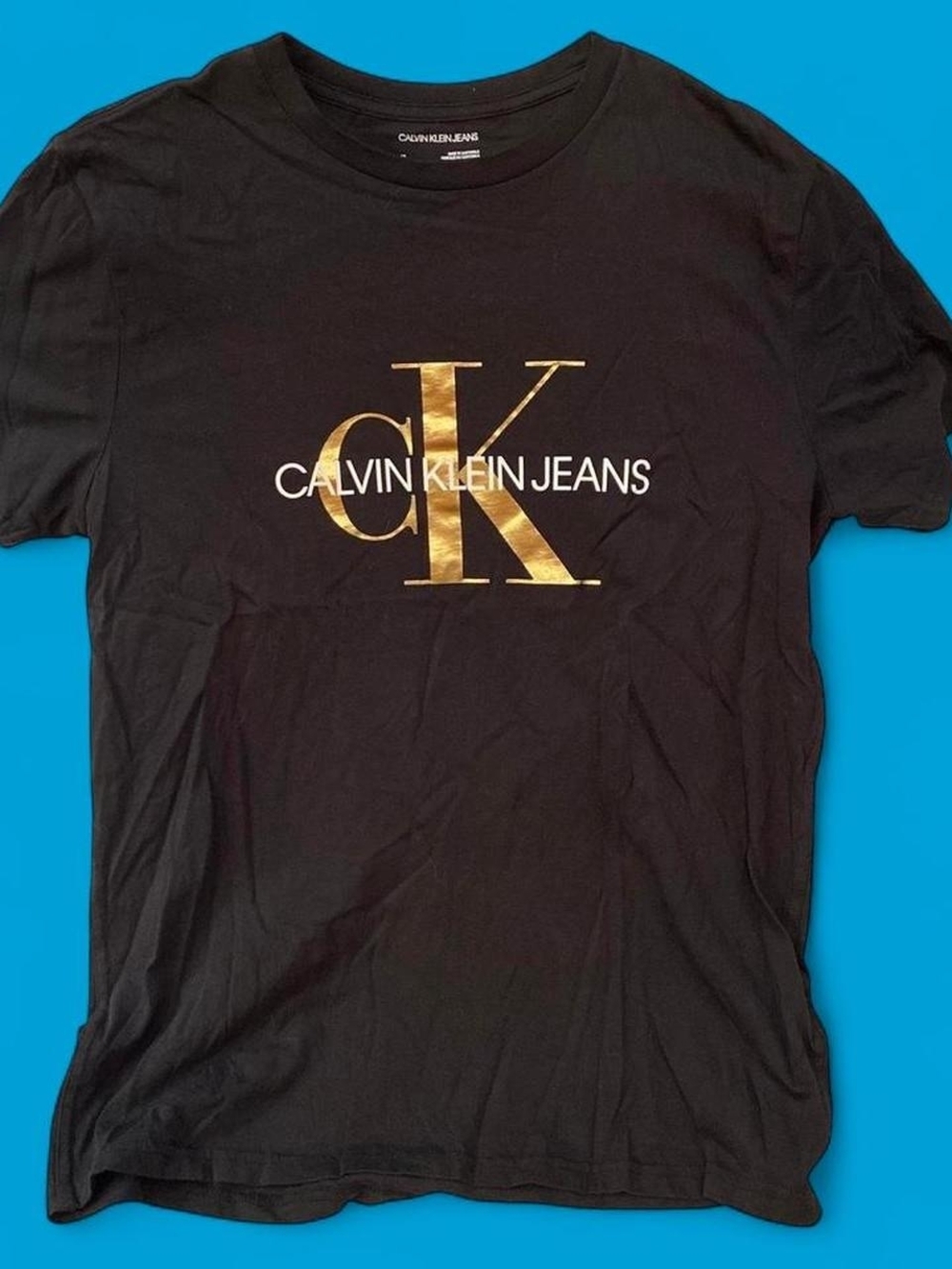 Calvin Klein Jeans Black T-Shirt with Gold Logo